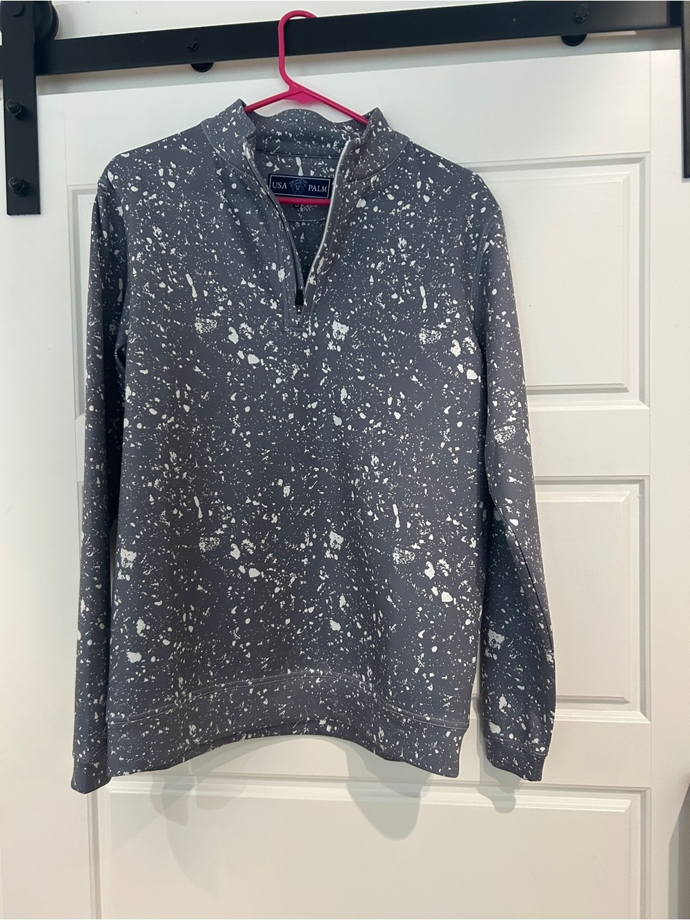 USA Palm Men's Gray Paint-Splash Quarter-Zip